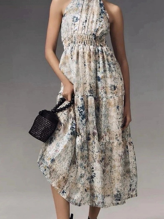 Anthropologie Dresses & Skirts - Anthropologie The Somerset Maxi Dress: Halter Edition Blue & White Medium